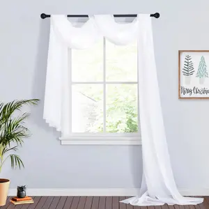 White Sheer Curtains For Canopy Bed, 2 Panels Wedding Arch Draping Fabric Window Scarf Table Runner Indoor Outdoor Curtains For Backdrop Events Decor, Wide 60 in x Long 216 in per Panel