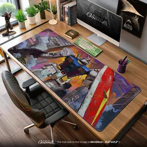 RX-78-2 Gundam Art Mouse Pad - Classic Mecha Urban Scene Desk Mat, Anime Painting Style Decor, UC Gift