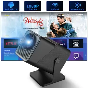 HY300 Upgrade Model Z10 Smart Projector: 1280*720P Resolution, WIFI 6 + Bluetooth 5.2, 260 ANSI Lumens, Android 11 OS, Auto Keystone Correction, Built-in Speakers. Ideal for Home Theater, Perfect Black Friday Gift.