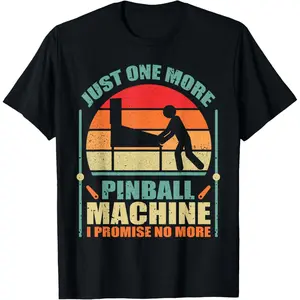 Funny Pinball Player Flipper Pinballer Flipping Ball Lovers Unisex Adults & Unisex Kids Black Short Sleeve V-Neck T-Shirt,Made in USA