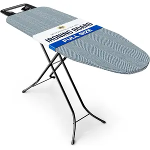 Full Size Heavy Duty Height Adjustable Ironing Board with Multi-Layer Cover Pad Safety Iron Rest for Laundry Room Dorm Use (43x13)