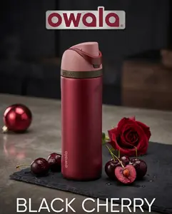 Owala FreeSip 32oz Black Cherry Insulated Water Bottle Limited Edition Model Leak Proof Built In Straw BPA Free Double Wall Stainless Steel Stylish Gift for Her Daily Hydration