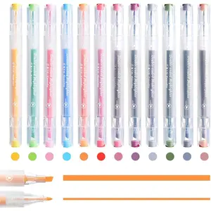 Highlighters No Bleed, Double-Ended 12 Pack  Pastel Colors Highlighter, Chisel and Fine Tips for School &  Study, Quick-Dry Pens for Note Taking, Journaling & Art