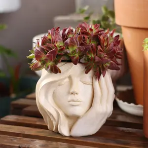 Resin Modern Art Face Pot, Versatile Decorative Planter for Gardens, Homes, Shops, Perfect Gift for Festivals, Enhances Various Greenery Styles