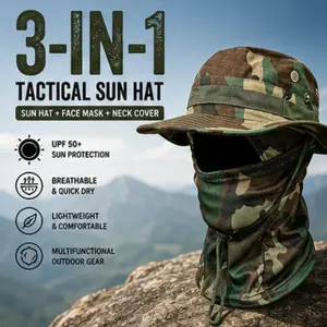 Unisex Camouflage Bucket Hat for Fishing, Hiking and Travel, Adjustable Sun Protection Cap With Windproof Drawstring Design for Adults