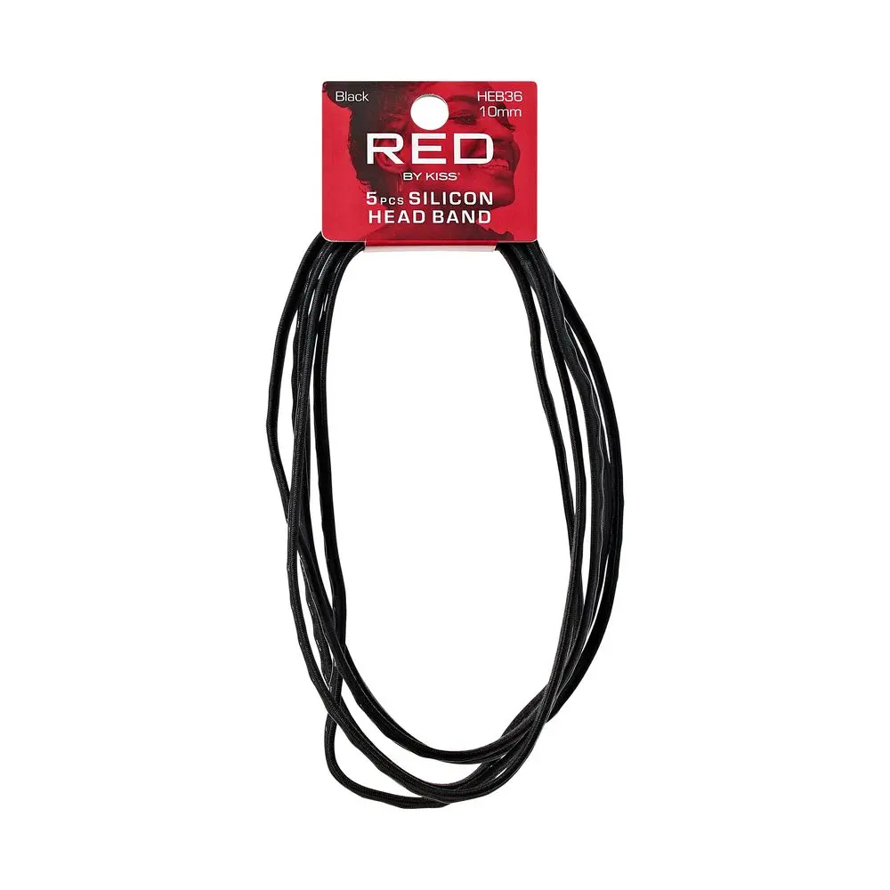 RED Silicon Headband 5 pcs 10mm Black