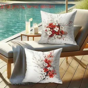 2pcs Zippered Throw Pillow Covers, & Floral Design, Natural Fresh Style, Ideal Gift for Spring Season Home Decor