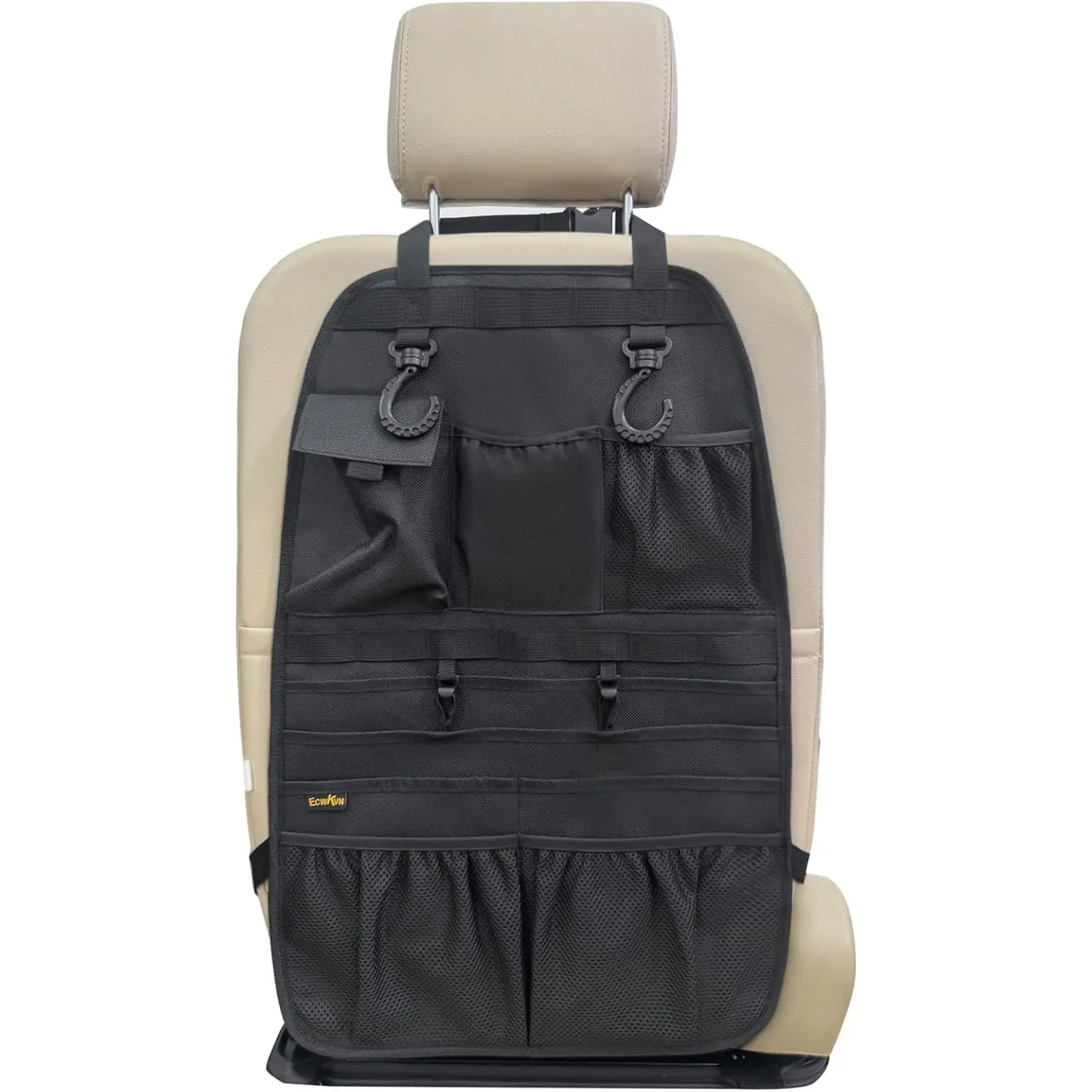 ECWKVN Car Seat Back Organizer, Heavy Duty Back Seat Organizer with Multiple Storage Pockets, Work Truck & SUV Seat Back Storage Bag for Tools, Tablet, Bottles & Essentials – Universal Fit