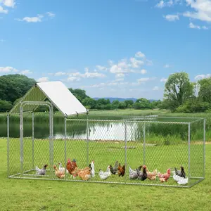 [FLASH SALE] Garvee Chicken Coop Run Large Metal Chicken Pen Outdoor, Metal Chicken Coop with Waterproof and Anti-Uv Cover for 6/10 Chickens,Duck Rabbits Habitat - 118.1 x 39.4 x 59 Inch 23 reviews