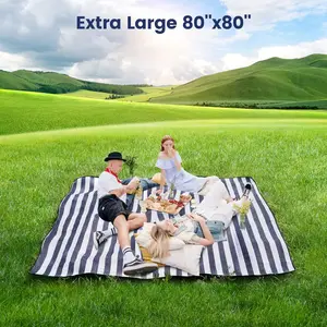 sapsisel 80"x80" 3-Layer Picnic Blanket, Extra Large Waterproof Foldable Beach Blanket for 6-8 Adults, Outdoor Mat for Camping Park Beach Indoor Use