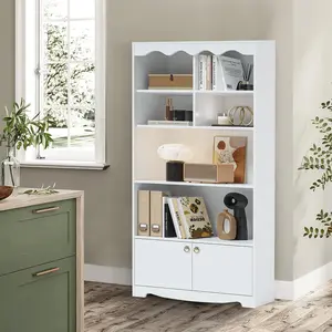 【GARVEE】5-Tier Bookcase and Bookshelf, Large 63 Inch Tall Floor Standing Book Shelf for Home Office, Toy Display Storage Shelves, Bookcase Storage Shelves for Bedroom Living Room Office, White