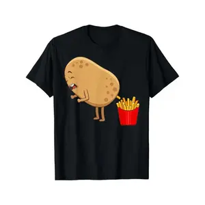 JEHOVAH GLOBAL INC Funny French Fries Designs For Men Women Potato Food Eaters T-Shirt Summer Comfortable Casual Short Sleeve T-Shirt
