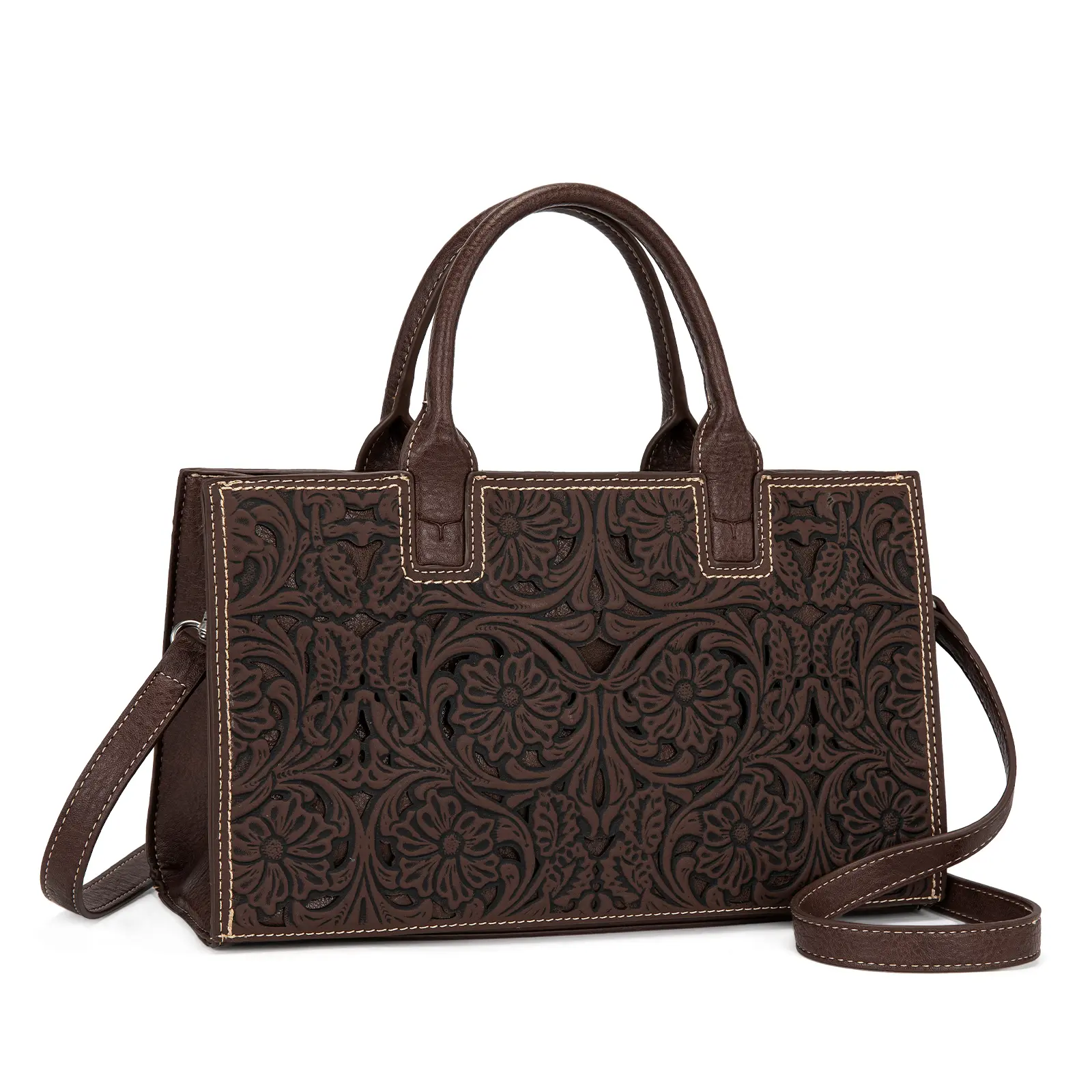 Trinity Ranch Western Vintage  Embroidery Pattern Crafted Tooled Crossbody Purse for Women