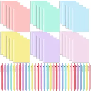 Sayglossy 60 count School Pocket Journal Notebook Bulk with Ballpoint Pens Set 3 x 5 Inch Small Mini Cute Notepads Colorful Ruled Lined for Women Writing Office Classroom Study  Supplies(Pastel)