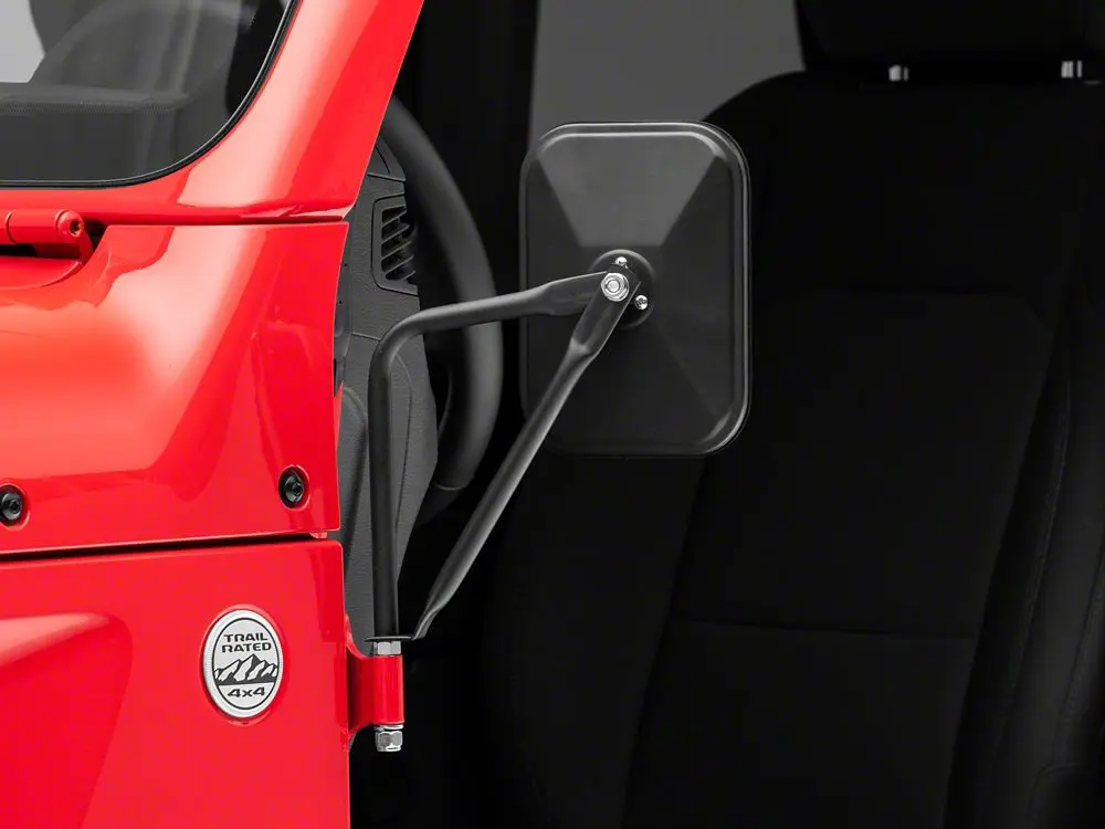 RedRock Off-Road Heavy-Duty Steel DIY Trail Mirrors - Blind Spot Car Exterior Side Mirror Folding Kit Accessories for 97-25 Jeep Wrangler TJ, JK, JL Vehicles, Car Accessories