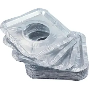 Gas Burner Liners (50 Pack) 8.5" Disposable  Foil Square Stove Burner Covers - Gas Range Protector Foil Liners to Catch Oil,  and  Spills