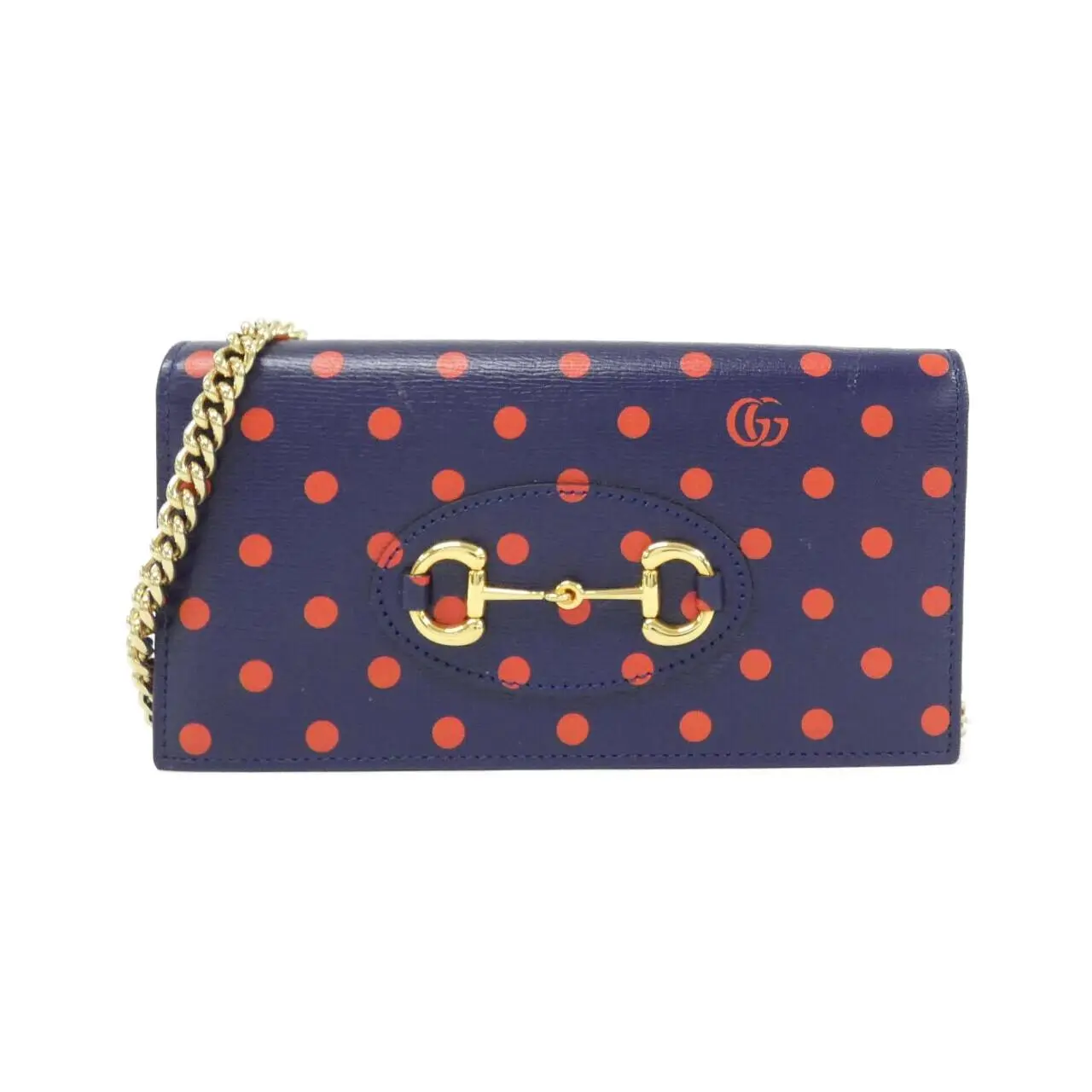 Pre-owned GUCCI Calfskin Small Leather Goods HORSEBIT 1955 Leather Chain Wallet
