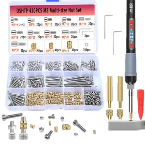 M3 Threaded Inserts Set -420Pcs Heat Set  Nuts with M3 Insert Tip and 60W Digital Soldering Iron Kit, 2 Interchangeable Tips, Easy Installation for  Printed