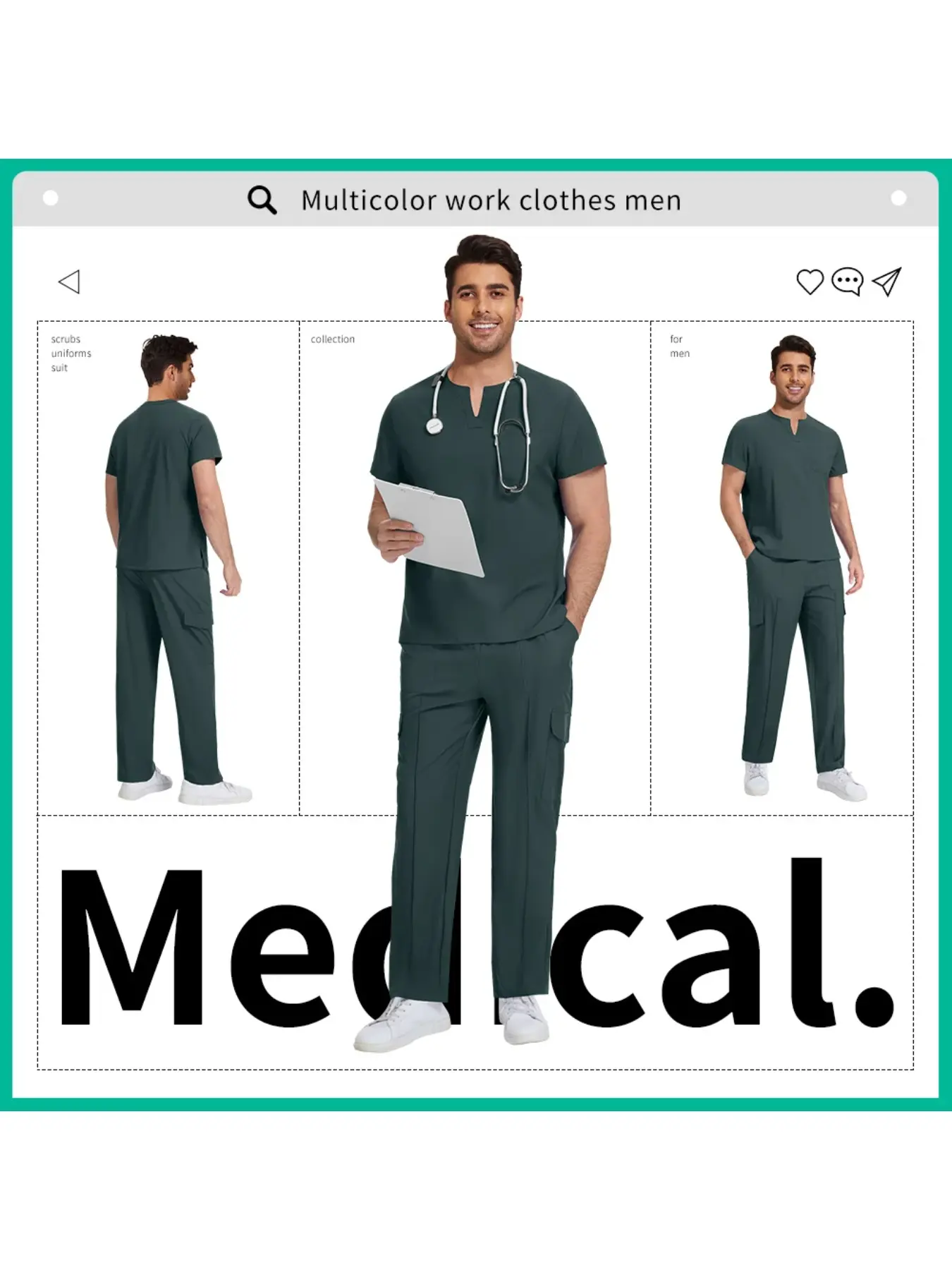 Anesthetist Scrubs Suit Men Multicolor Medical Sets Doctor Costume Men Oral Clinic Nursing Uniform Pet Hospital Vet Work Clothes Veterinary Work Clothes Workwear Classic