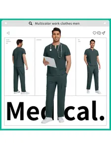 Anesthetist Scrubs Suit Men Multicolor Medical Sets Doctor Costume Men Oral Clinic Nursing Uniform Pet Hospital Vet Work Clothes Veterinary Work Clothes