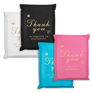 Thank You - 6 x 9 inch polyethylene envelopes, 100 units, waterproof and tear-resistant shipping bags for clothing, strong mail bags with self-sealing, beautiful bags