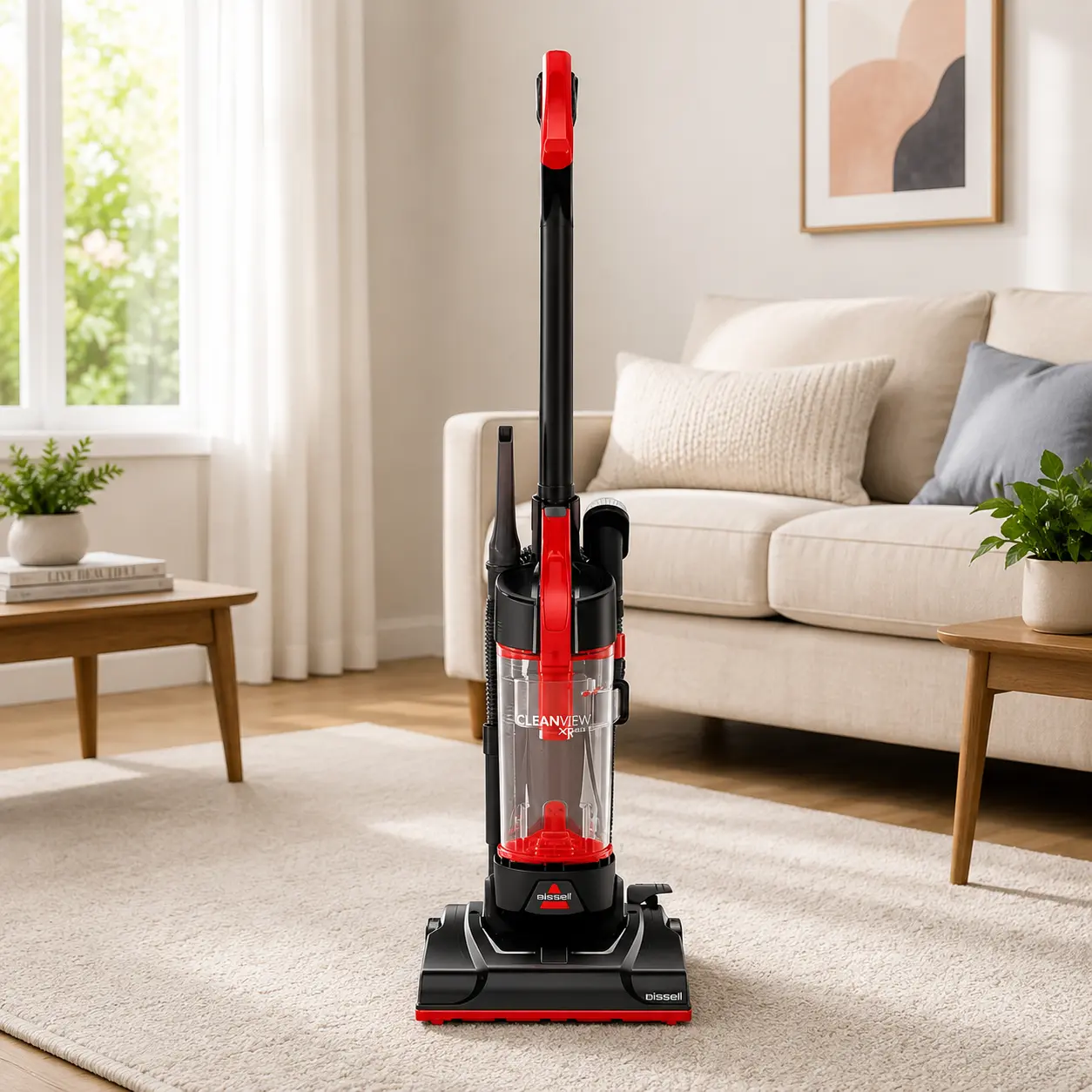 BISSELL CleanView Compact Bagless Upright Vacuum with Scatter-Free Technology, Powerful Suction, Extended Reach, Model 3508T, Red