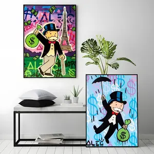 art theme Dollar Alec Monopoly Poster HD Heavy-Duty Self-Adhesive Waterproof Wall Decor – Tool-Free Install, Durable & Reusable Conceals Wall Flaws | Elevates Home Style | Ideal for Living Rooms, Bathrooms & Kitchens