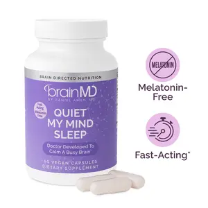 BrainMD - Quiet My Mind Sleep | Doctor Develop to Calm a Busy Brain - 60 Vegan Capsules