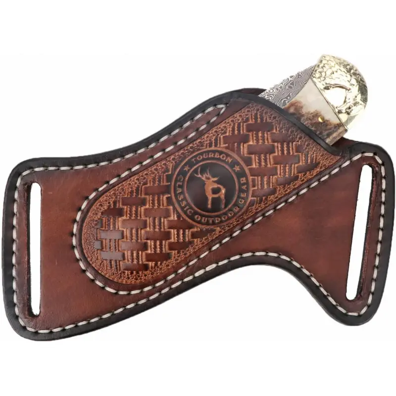 Industrial Titanium Compact Leather Belt Sheath - Folding Cutting Tool Holder, EDC Holster Fits Belt Wide Up to 2", Ideal for Sports & Outdoor Activities, Father’s Day Gift