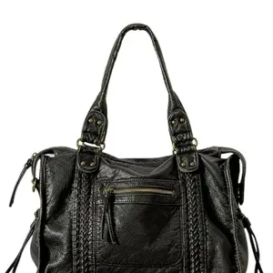 Women's City Bag Large Vintage Tote Washed Leather Grunge Slouchy Shoulder Bag. Made in NYC