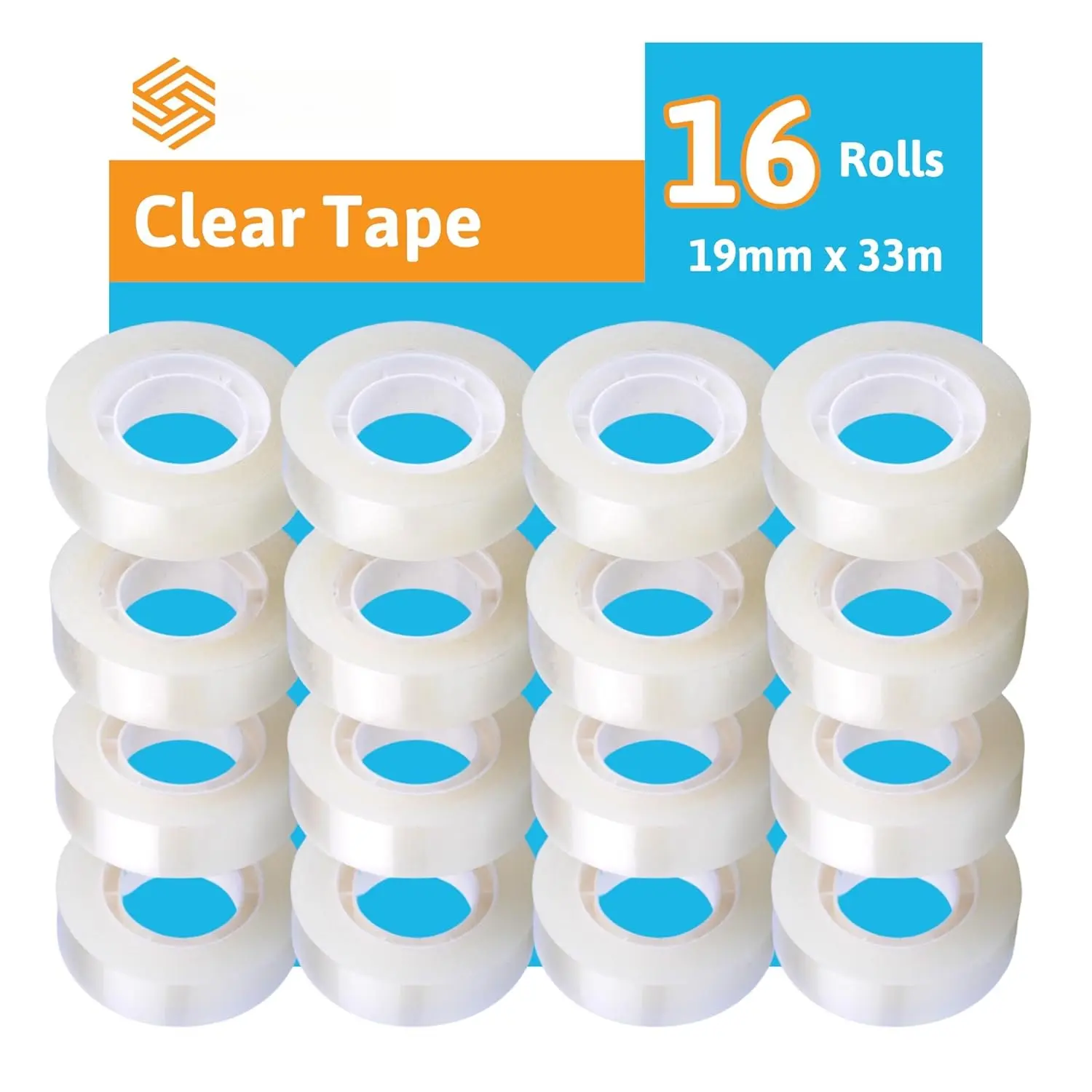 Clear Tape, 3/4" inch x 108 ,  Transparent  Wrap Tape for , Office, 16 Rolls