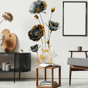 MIND-BLOWING Black & Gold 3D Flower Wall Decals! 2 Sheets of CLASSIC Blossom Magic — TRANSFORM Any Room in SECONDS