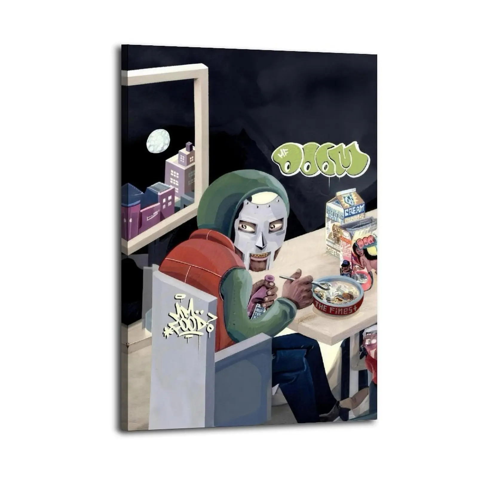 MF Doom MM Frameless Wood Wall Art Canvas Poster, Plants-Themed Decoration, Dining Room Wall Art for Kid Room & Wardrobe, Modern Aesthetic Home Decor, Ideal Family Gift