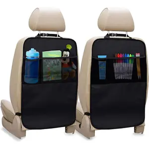 2-piece set of children's car seat instep protection pads | Premium car kick mats with 2 pockets for storage | Seat protectors against dust, mud, and scratches | Car seat accessories