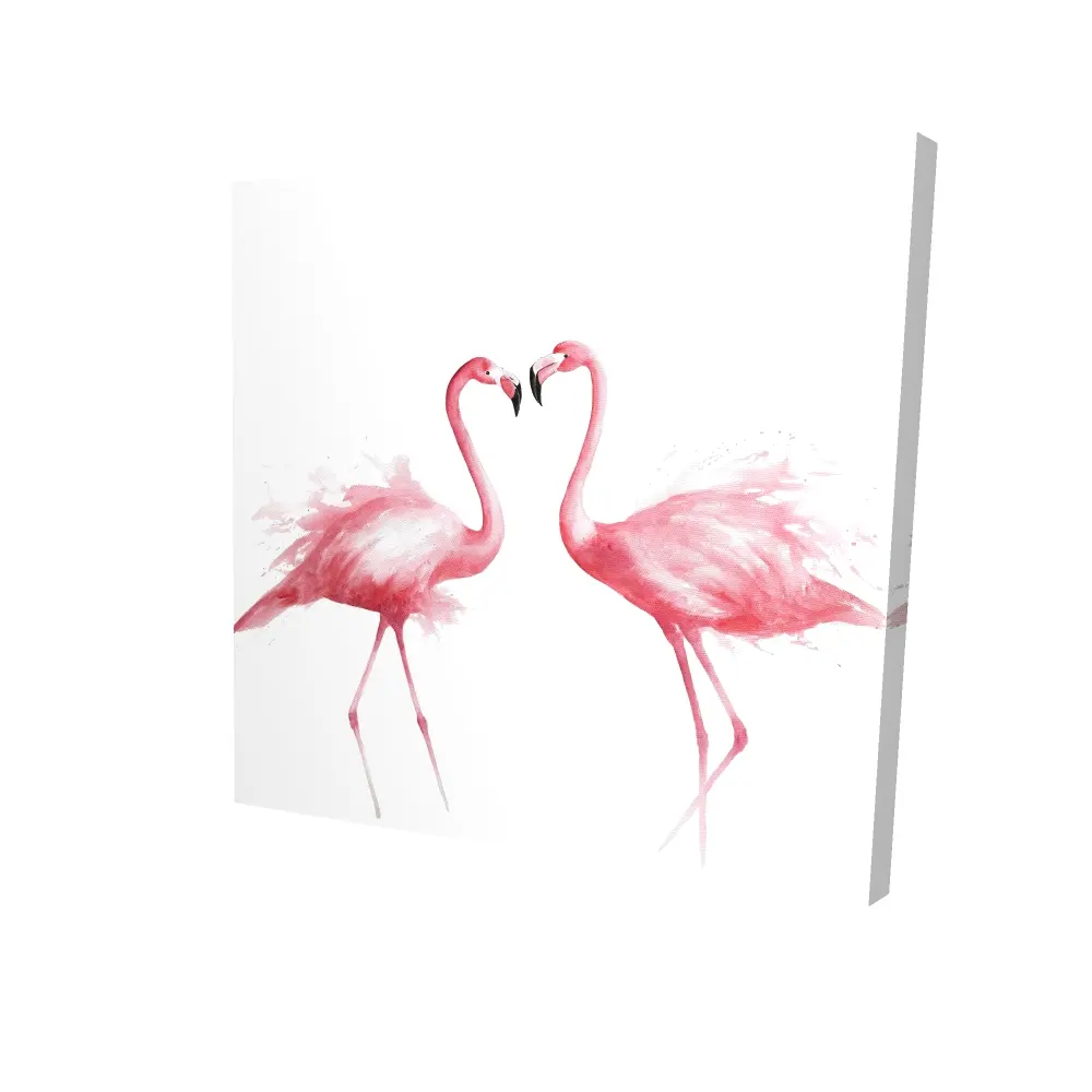 8x8 in. 360-Stand Whimsical Watercolor Pink Flamingo Nature Art, High Def Print Wall Decoration for Bedroom & Home Office Nursery Decor