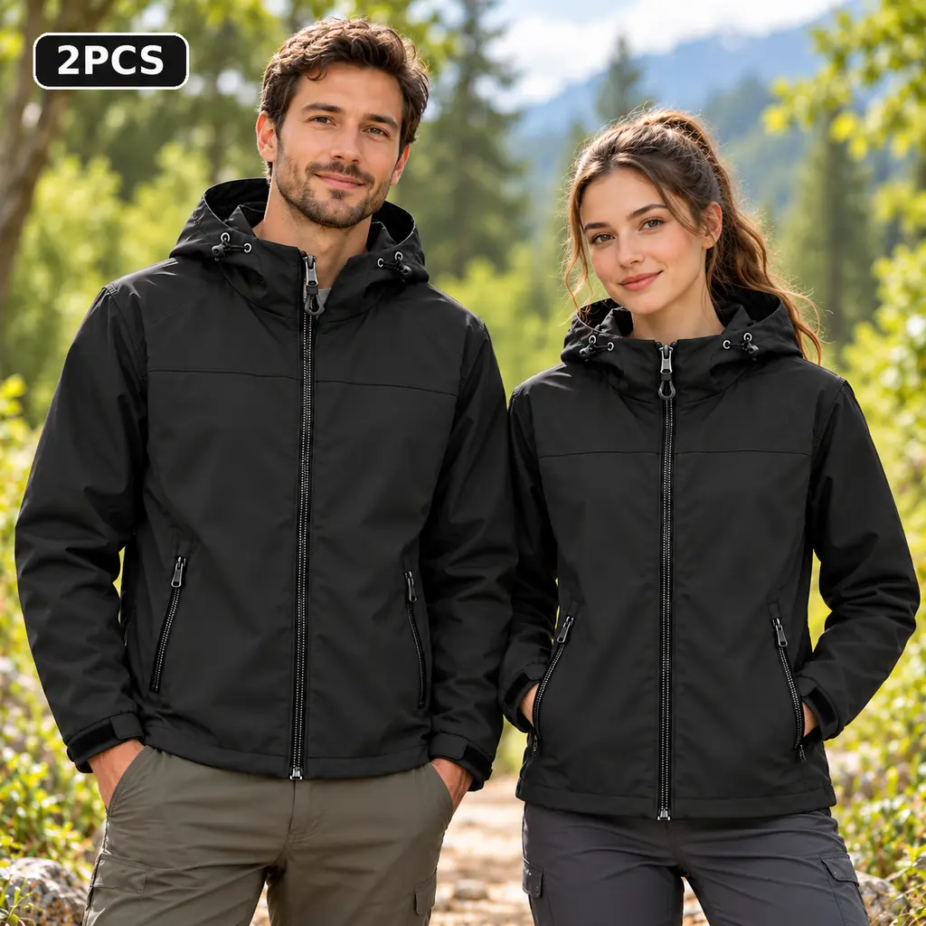 2-Pack Lightweight Outdoor Workout Jackets, Unisex Hooded Sun Protection Windbreakers with Breathable Design and Full-Zip Front for Casual All-Season Sportswear