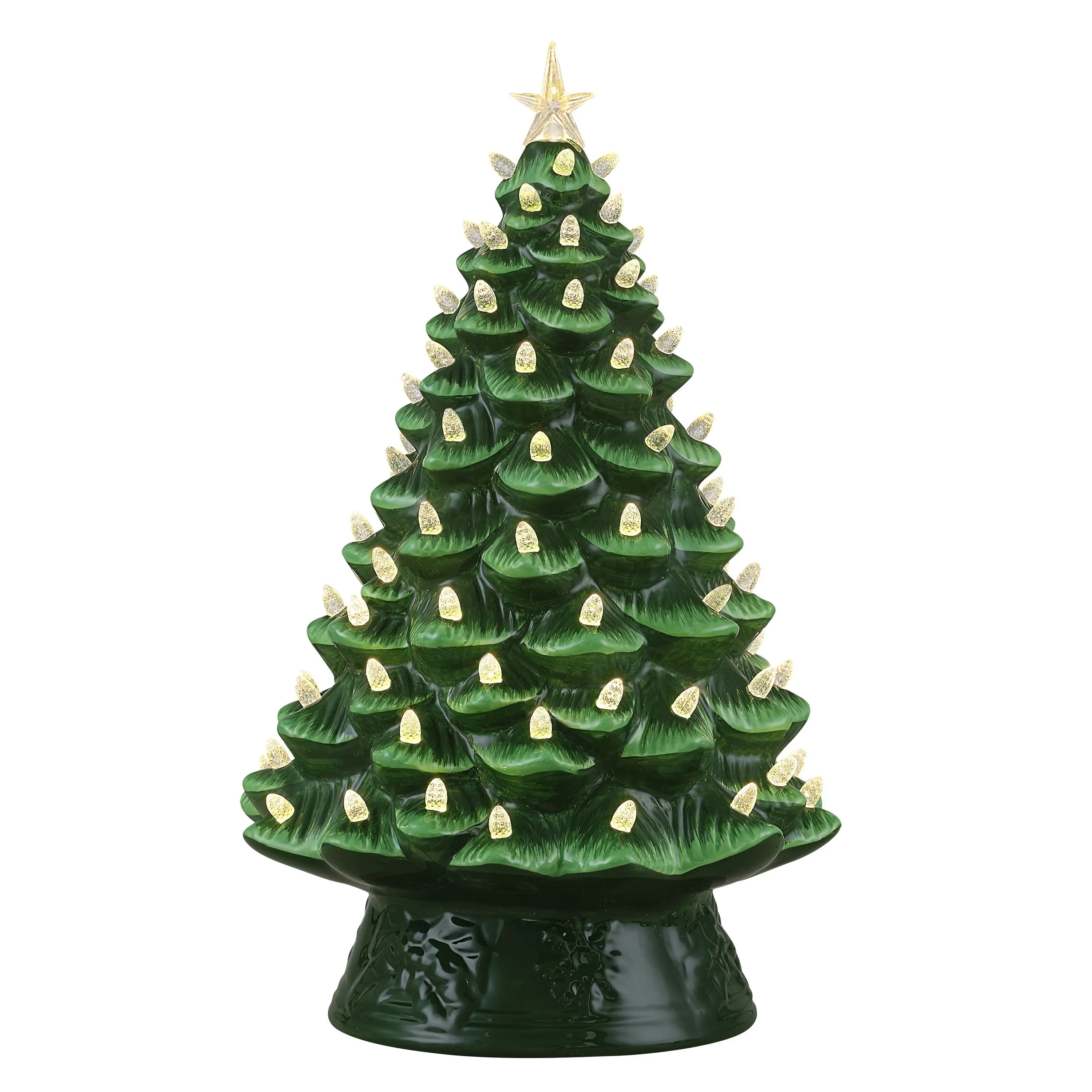 18 in. Nostalgic Ceramic Tree with White Lights - Green