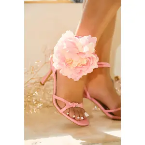 Fiore Flower Accent Heels - Pink