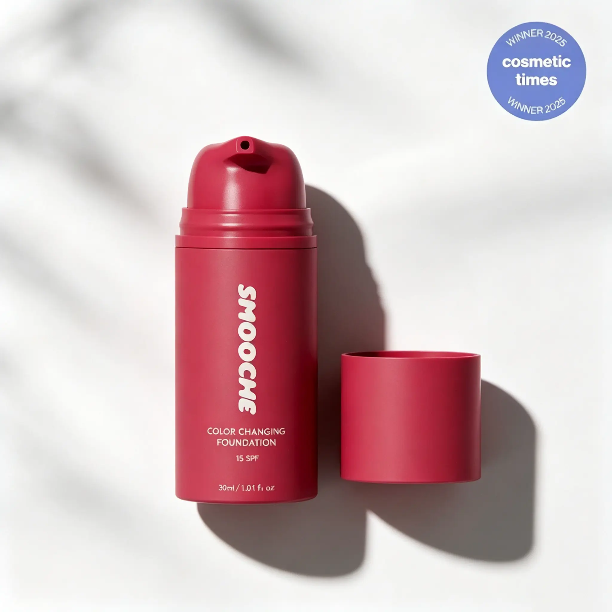 Smooche Color-Adaptive Liquid Foundation, SPF 15 Daily UV Protection, 24HR Transfer-Resistant Long Wear, Buildable Light-to-Full Coverage, Vegan Cruelty-Free Clean Beauty Base Makeup