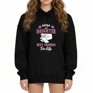 Best Friends Forever Matching Hoodies for Mothers and Daughters in Black with Pink & White