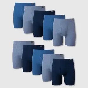 Hanes Men's ComfortSoft Waistband Moisture-Wicking Cotton Boxer Briefs 10pk - Assorted Blue L