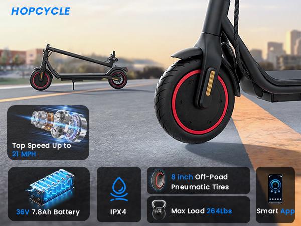 Mid-Range Neutral Electric Scooter, 8.5" Pneumatic Road Tires, 21MPH Max Speed, 350W (500W Peak) Rear Motor, 21/15 Miles Long Range, Foldable Commuter Scooter with Dual Braking (Rear Drum + Hidden Electronic Brake) & App Control