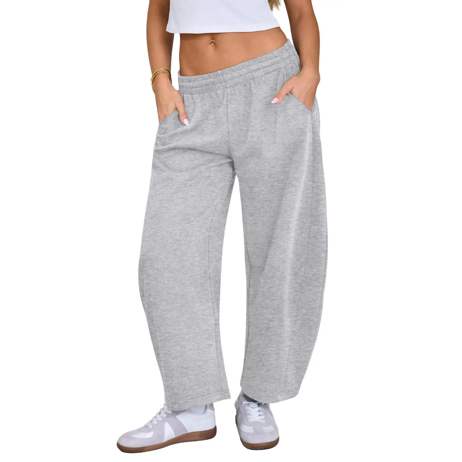 FAIABLE Womens Barrel Sweatpants Fashion Wide Leg Pants with Pockets
