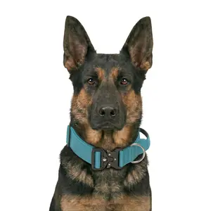 Tactical Dog Collar with Metal Buckle, Heavy Duty Nylon Pet Training Collar with Handle for Medium Large Dogs, Adjustable Gear for German Shepherd
