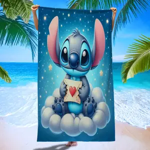 Stitch Beach Towel with Envelope, Superfine Fiber Absorbent Bath Towel, Pool Party, Beach Vacation, Summer Outdoor Multi-Purpose Large Quick-Dry Towel