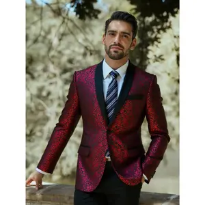 Men's Shawl Lapel Tuxedo Jacket & Pants Suit Set 100% Polyester Formal Wedding Prom Dinner Party Blazer Business Suit