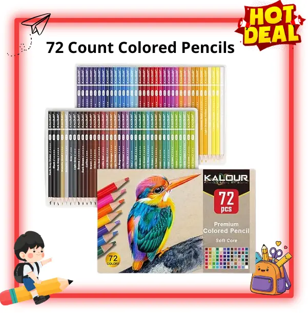 72 Count Colored Pencils Set, Soft Core Coloring Pencils for Drawing, Blending & Shading, Art Supplies for Adults, Kids & Beginners