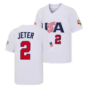 Men’s Team USA Derek Jeter #2 White Baseball Jersey, Full Premium Stitched Embroidery, WBC National Team Fan Apparel #SummerVibes