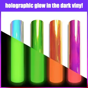 Glow-In-The-Dark Permanent Vinyl Film, 4 Colors, 10x12 Inches, Easy Cut DIY Heat Transfer Sticker for Cups Car Home Decor Gift Wrapping