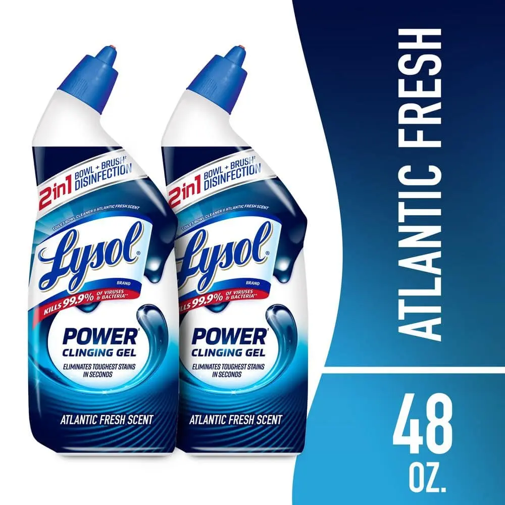 Power Atlantic Fresh Scent Toilet Bowl Cleaner Gel, for Cleaning and Disinfecting, Stain Removal, 24 oz. (2-Pack)